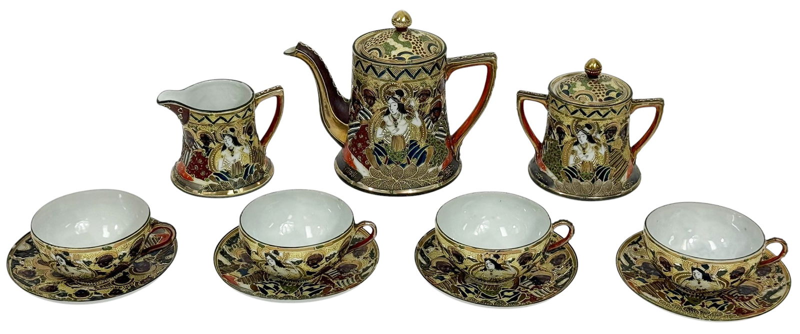 Japanese Satsuma Hand-Painted Porcelain Tea Set (1 of 11)