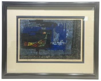 Tamami Shima Dream Bird, 1961 Color Woodcut Print