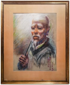 Irene Melanova Chinese Man Pastel Portrait SIGNED