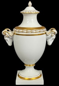 Franz Porcelain Covered Urn w/ Ram’s Head Handles