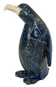 Lapis Lazuli Penguin Carving w/ a Carved Bone Beak