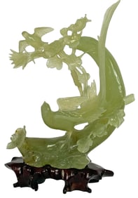 Chinese Carved Jade Grouping Sculpture of Birds