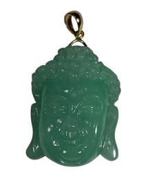 Chinese 14K Gold & Jade Buddha Pendant