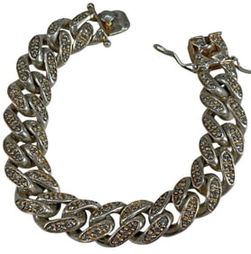 Sterling Silver 925 Zirconia Chain Link Bracelet