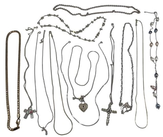 Sterling Silver 925 Necklaces 12pc LOT