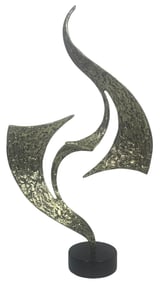 Abstract Modernist Metal Sculpture on Marble Base