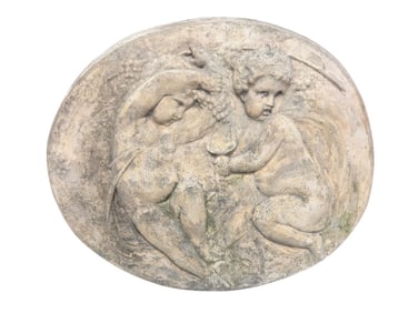 Large Classical Cherub Cement Wall Plaque