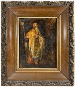 Antique Religious Oil Painting on Parchment