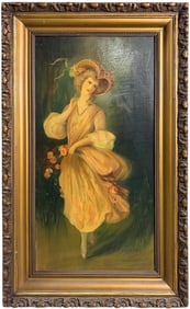 1950's Lady Oil Painting on Masonite SIGNED