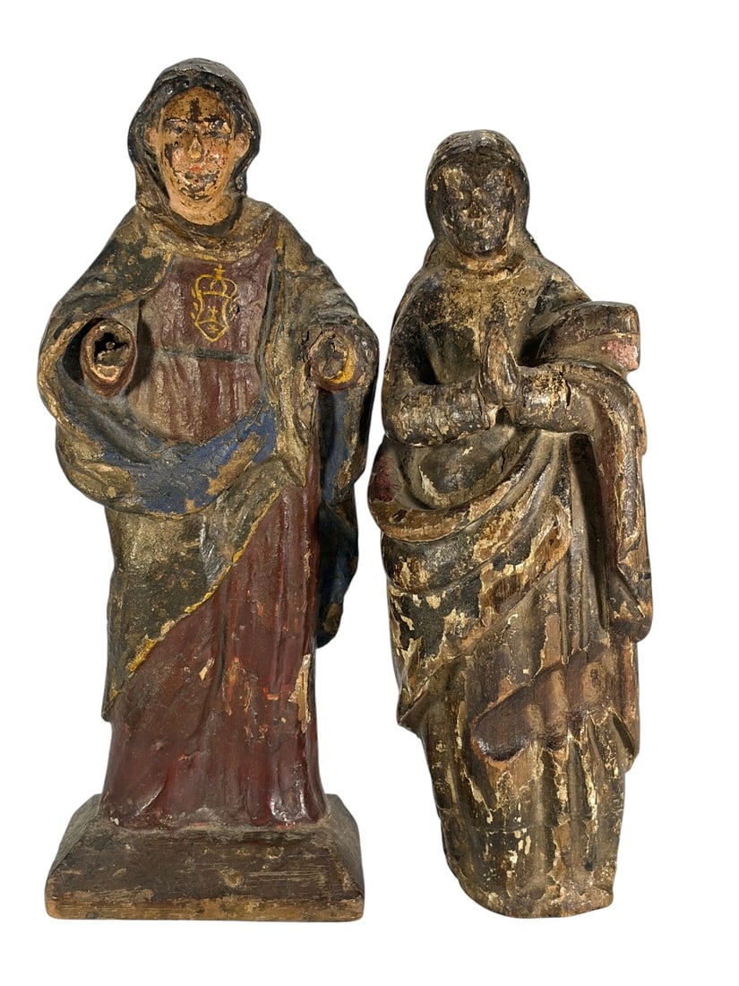 18th/19th C. Spanish Colonial Wood Figures 2pc LOT (1 of 8)
