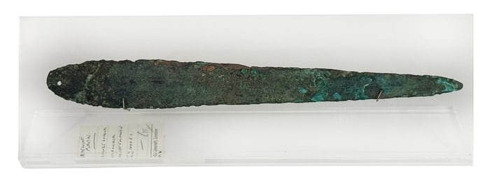 Ancient Persian Bronze Dagger Blade on Lucite