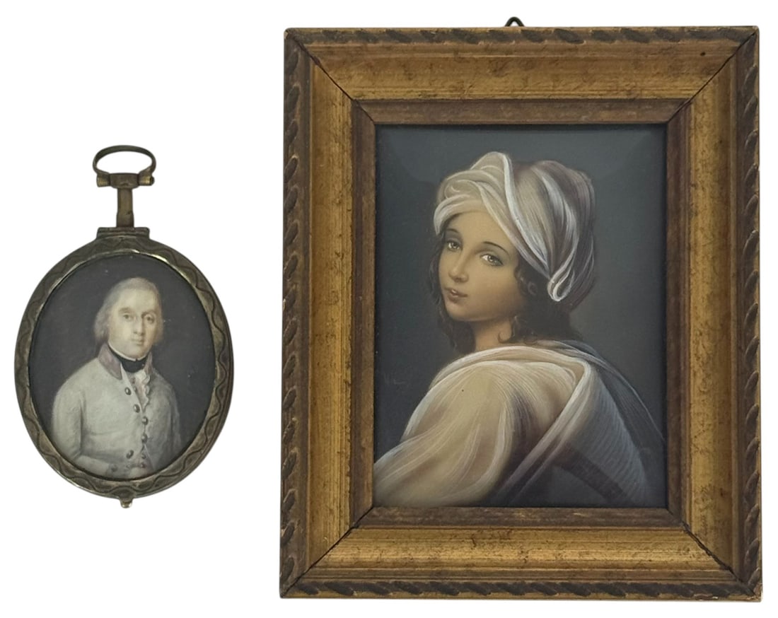 19th C. Hand-Painted Portrait Miniatures 2pc LOT (1 of 7)
