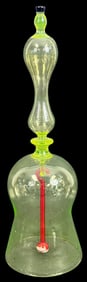Uranium Studio Art Glass Bell w/ Swirled Striker
