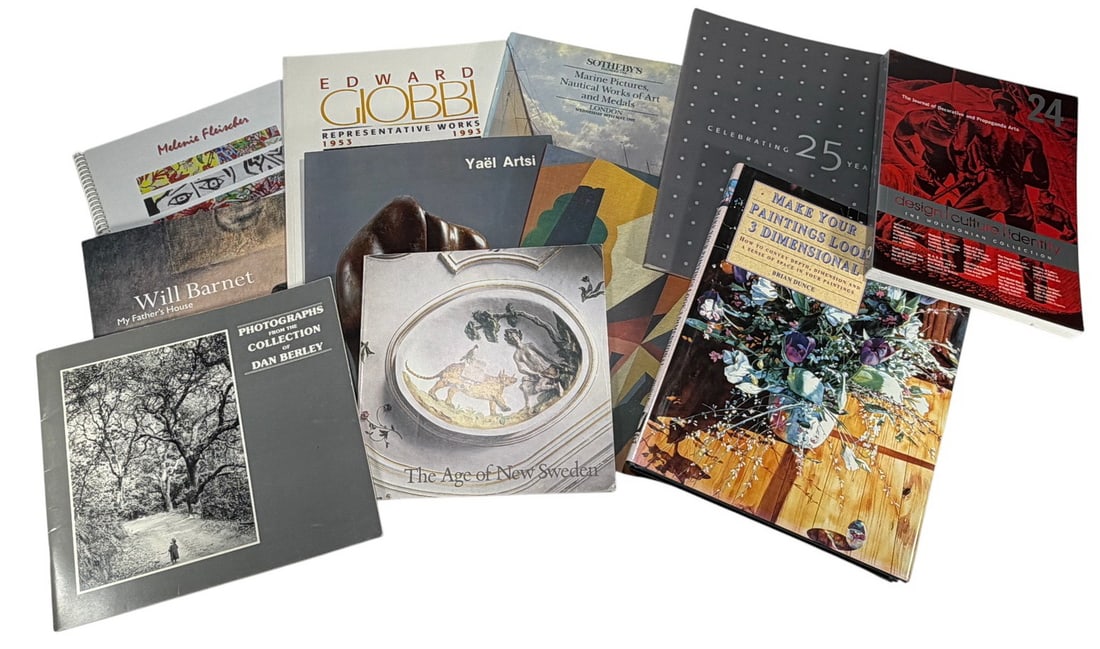 Barnet, Giobbi, Artsi, Fleischer & Others 11pc LOT: Eleven mixed art books and exhibition catalogues, including titles on Barnet, Giobbi, Artsi, Fleischer, photography, sculpture, nautical art, design, and painting techniques. Mixed soft cover and hard