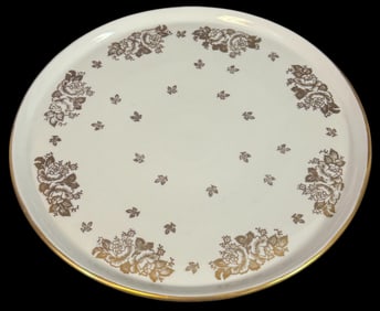 20th C. French Hand Painted Porcelain Cake Stand