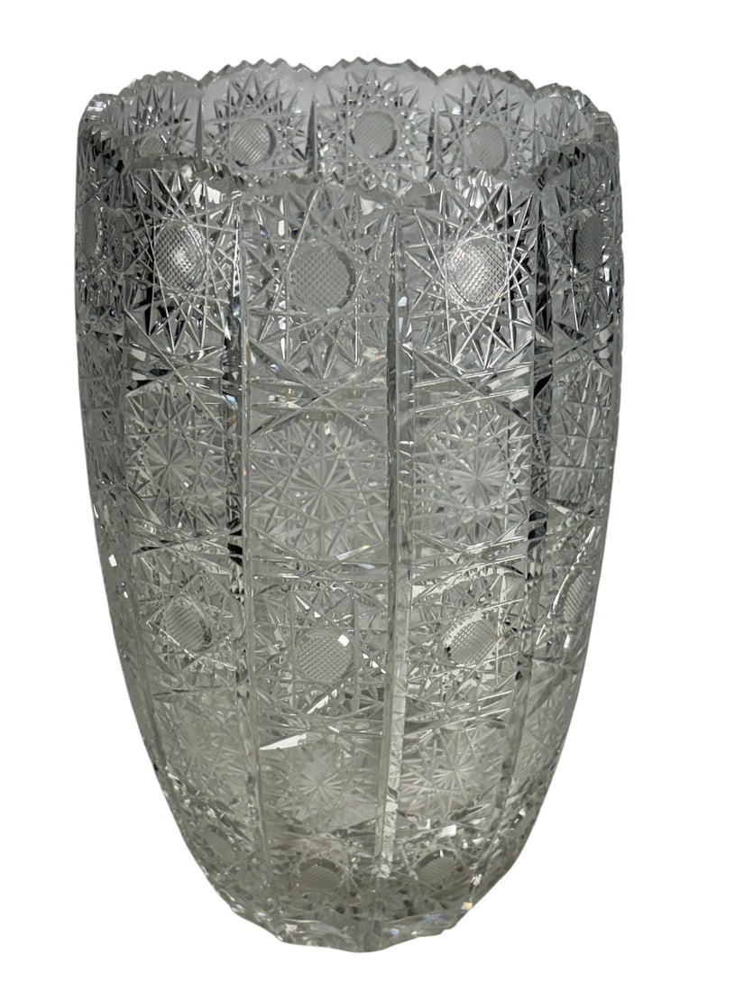 Bohemian Czechoslovakian Clear Cut Crystal Vase (1 of 5)