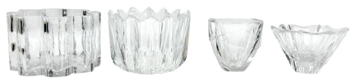 Orrefors Clear Cut Swedish Crystal Bowls 4pc LOT