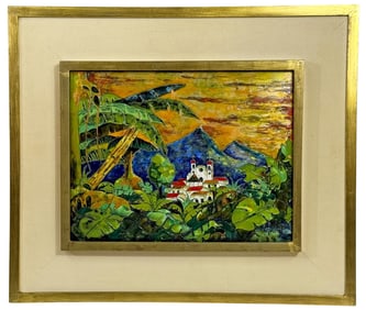 Celi Ailec Pollack 'The Tropics' Enamel Painting