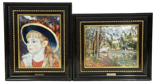 Helca French Enamel Plaques of Renoir & Pissarro