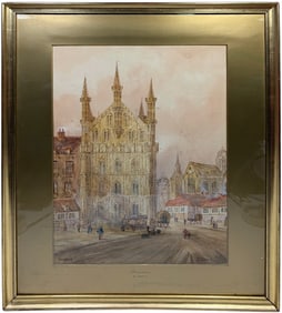 Edward Nevil Louvain, Belgium Watercolor Painting