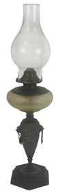 Antique Bradley & Hubbard Etched Glass Oil Lamp