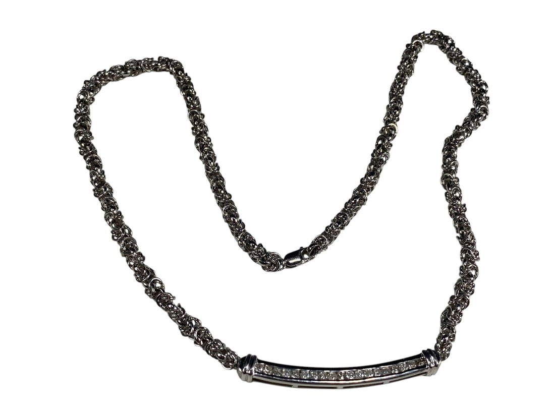 Estate 925 Sterling Silver & Glass Necklace (1 of 4)