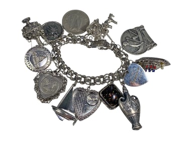 Estate Sterling Silver Charm Bracelet w/ 13 Charms