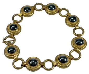 Olympia 925 Silver & Hematite Cabochon Necklace