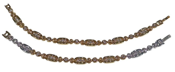 Gold-Silverplated & Glass Bracelets 2pc LOT