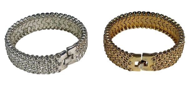 Silverplated & Goldplated w/ Glass Bracelets 2pcs