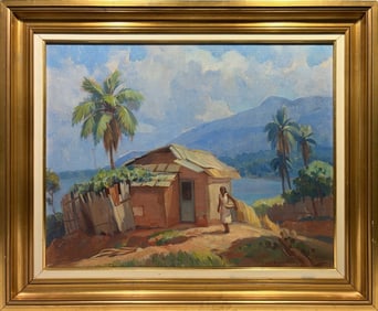 VTG Brazilian Island Oil Painting on Masonite
