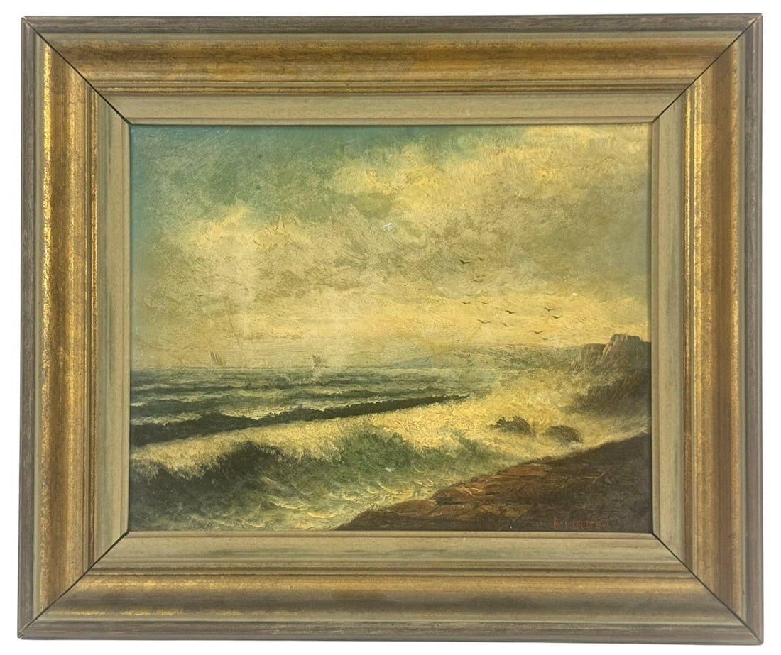 Erich Linden B.1898 Coastal Scene Oil Painting (1 of 5)