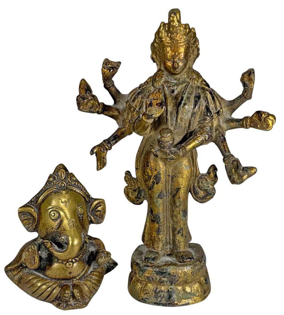 Lord Shiva & Ganesha Buddhist Deity Bronze Fig 2pc (1 of 8)