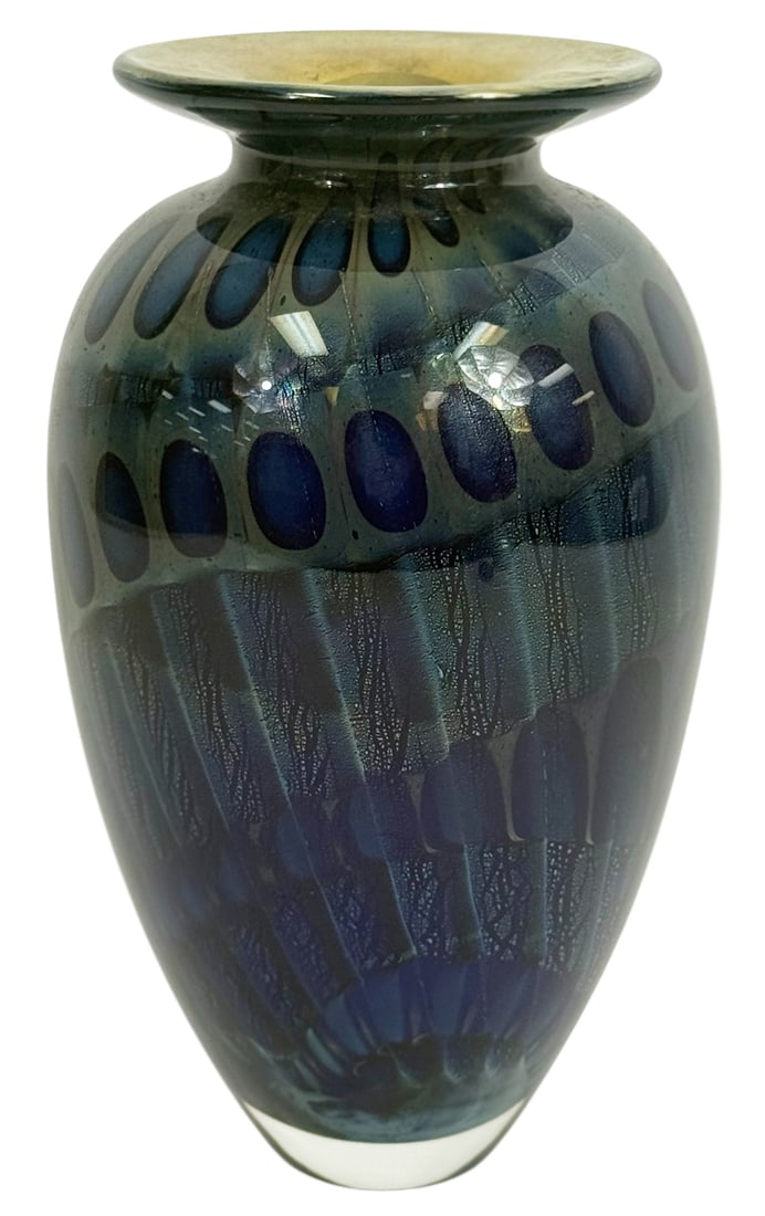 Signed Studio Art Glass Vase in Cobalt & Metallic (1 of 1)