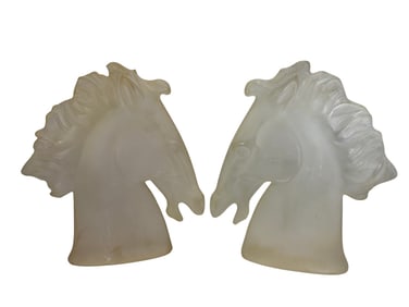 Modern Frost Resin Horse Head Sculptures 2pc LOT