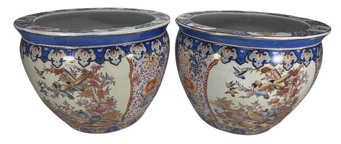 Pair of Chinese Porcelain Planter Bowls