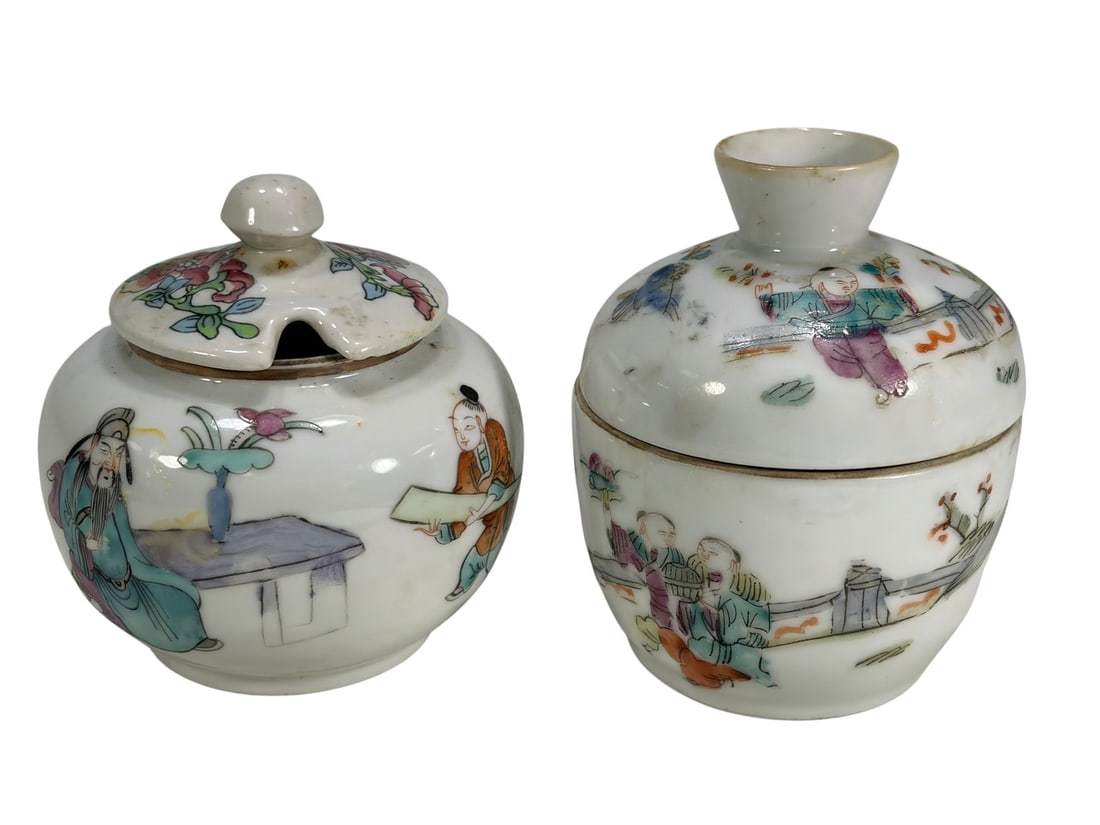 Chinese Famille Rose Tea Bowl & Jar 2pc LOT (1 of 8)