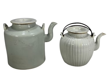 Chinese Export White Porcelain Teapots 2pc LOT