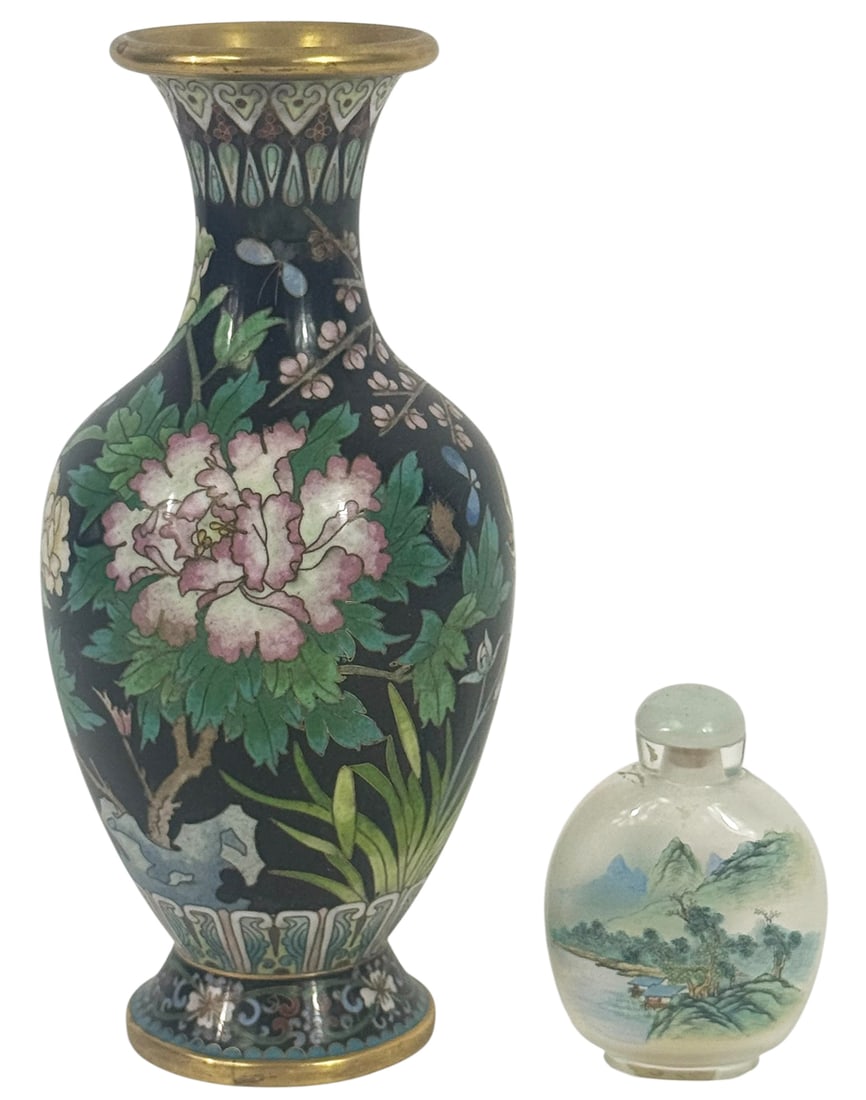 Chinese Cloisonne Vase & Glass Snuff Bottle (1 of 4)