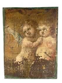 Antique Cherubs Oil Painting on Canvas on Wood