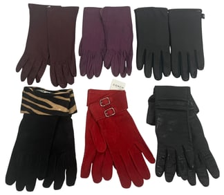 Six Pairs of Ladies’ Leather and Suede Gloves