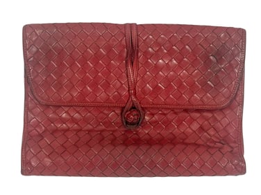 Morris Moskowitz Red Woven Leather Shoulder Bag