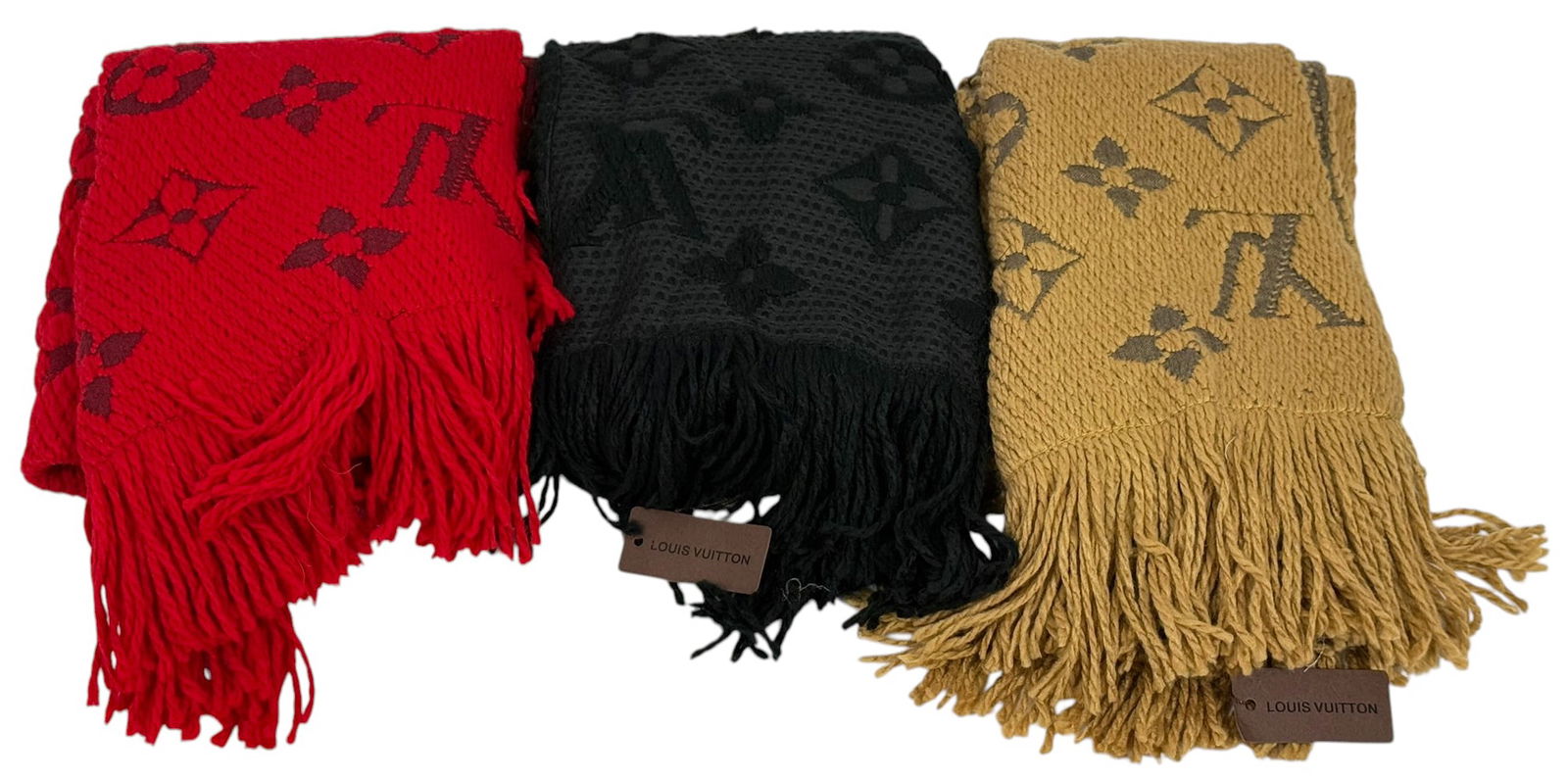 Designer-Inspired Monogram Wool Scarves 3pc LOT (1 of 5)