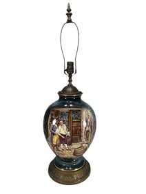 Porcelain Lamp Signed J. D. after Meissonier