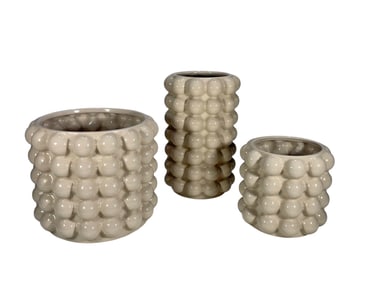 Glazed Ceramic Bubble Vases 3pc LOT