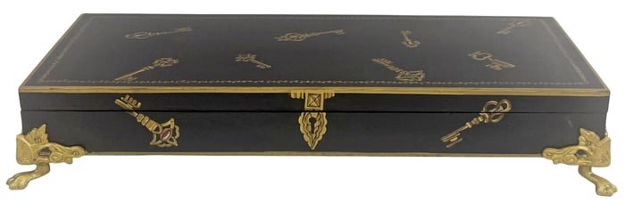 Indian Hand Painted Wooden Box w/ Brass Feet