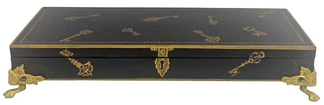 Indian Hand Painted Wooden Box w/ Brass Feet (1 of 8)