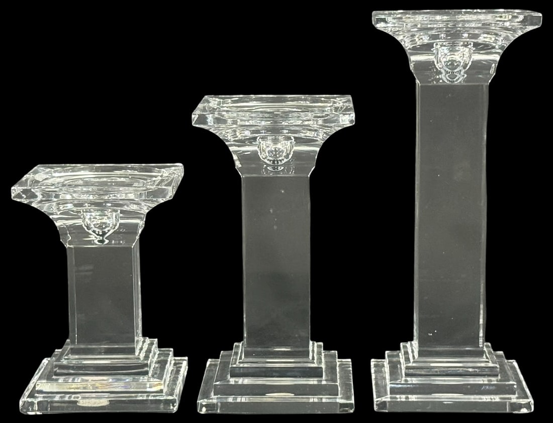 Graduated Lead Crystal Candlestick Holders 3pc LOT (1 of 4)