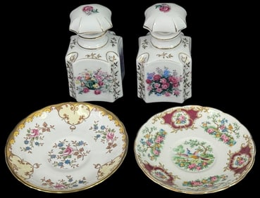 Decorative Hand-Painted European Porcelain 4pc LOT