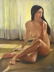 Mark Gregoire French Nude Oil Painting on Masonite
